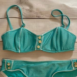 Trina Turk size 8 retro happy hour bikini aqua top